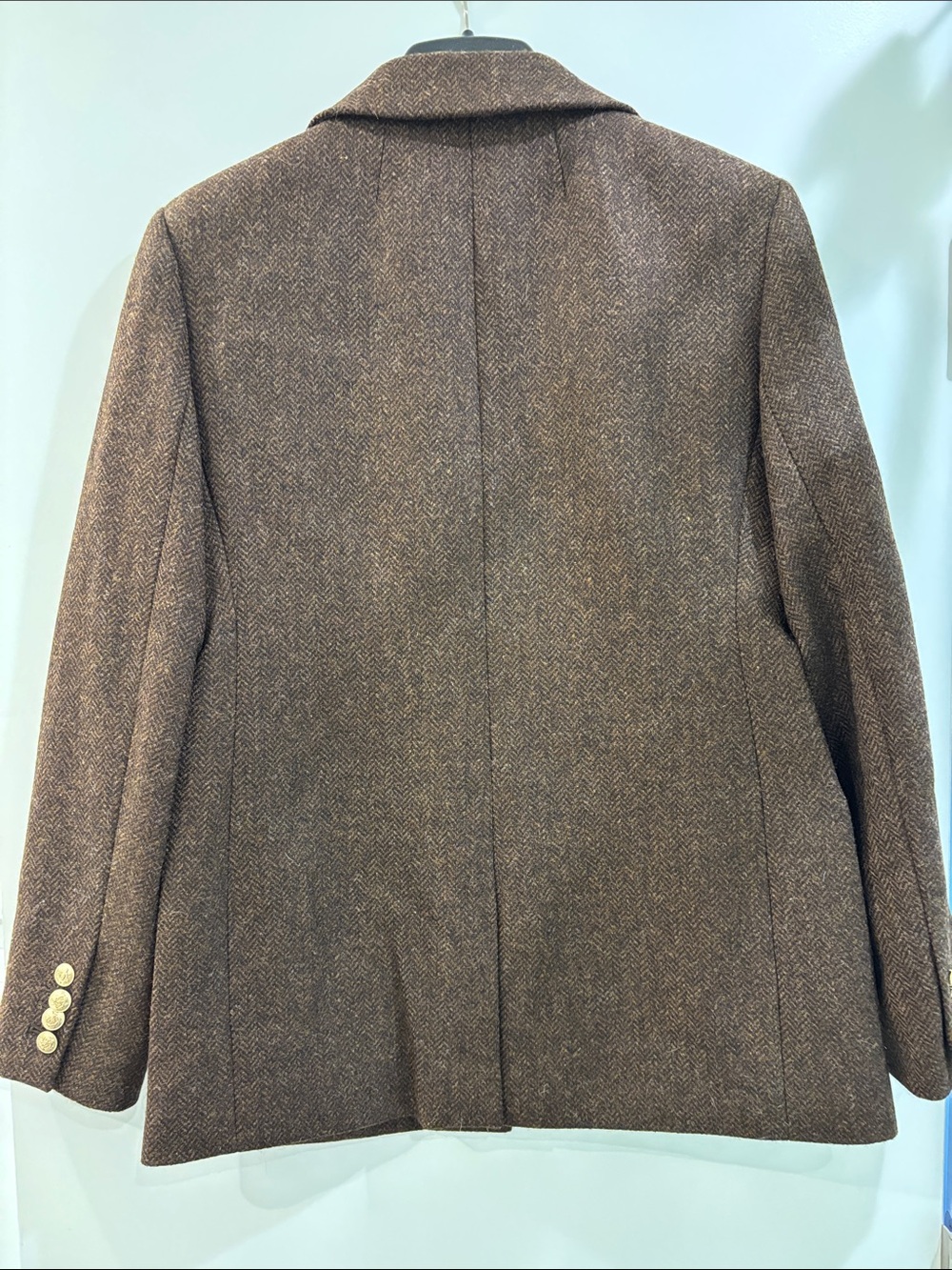 J. Crew Women’s Chocolate Brown Herringbone Wool-Blend Single-Button Blazer - Picture 2 of 4